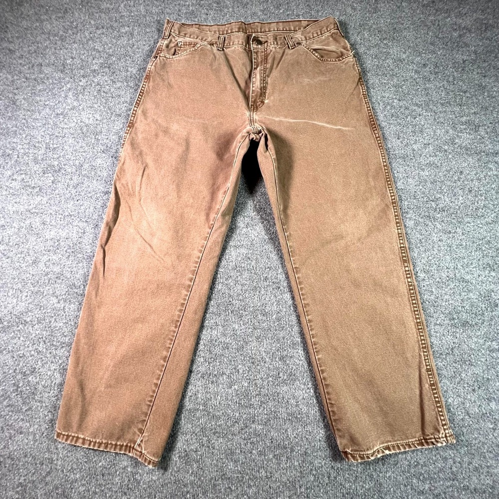 Dickies Work Pants Mens 36x30 Waist Brown 100% Cotton Straight Carpenter Outdoor
